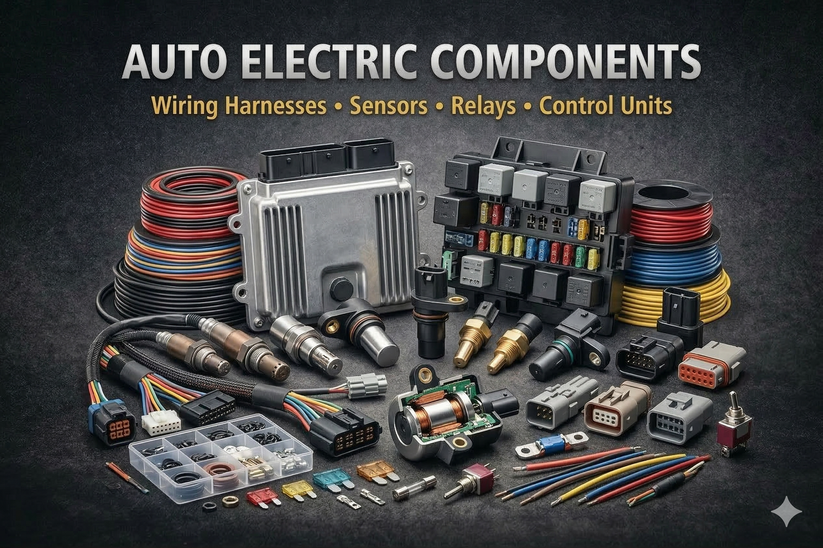 Auto electric components spares (like wiring & sensors relay units)